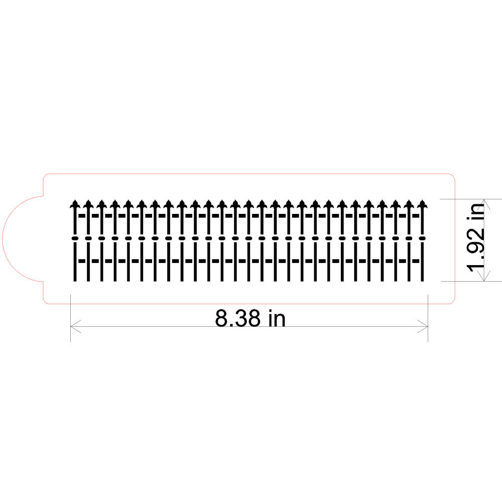 Victorian Fence Cake Stencil Side by Designer Stencils Dimensions