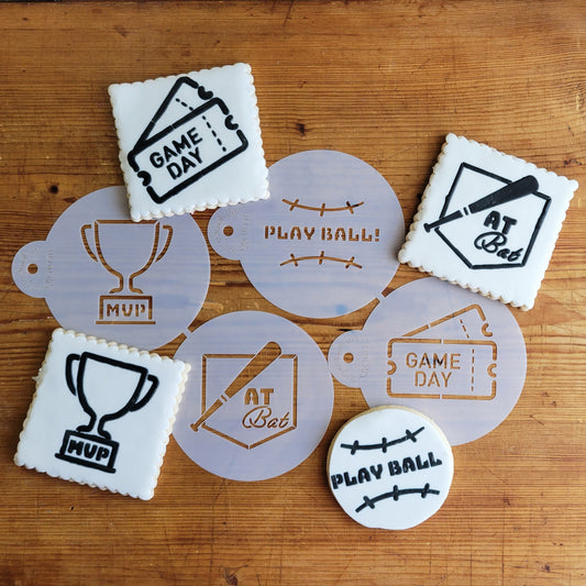 4" Sports Themed Round Cookie Stencil Set by Designer Stencils Cookies