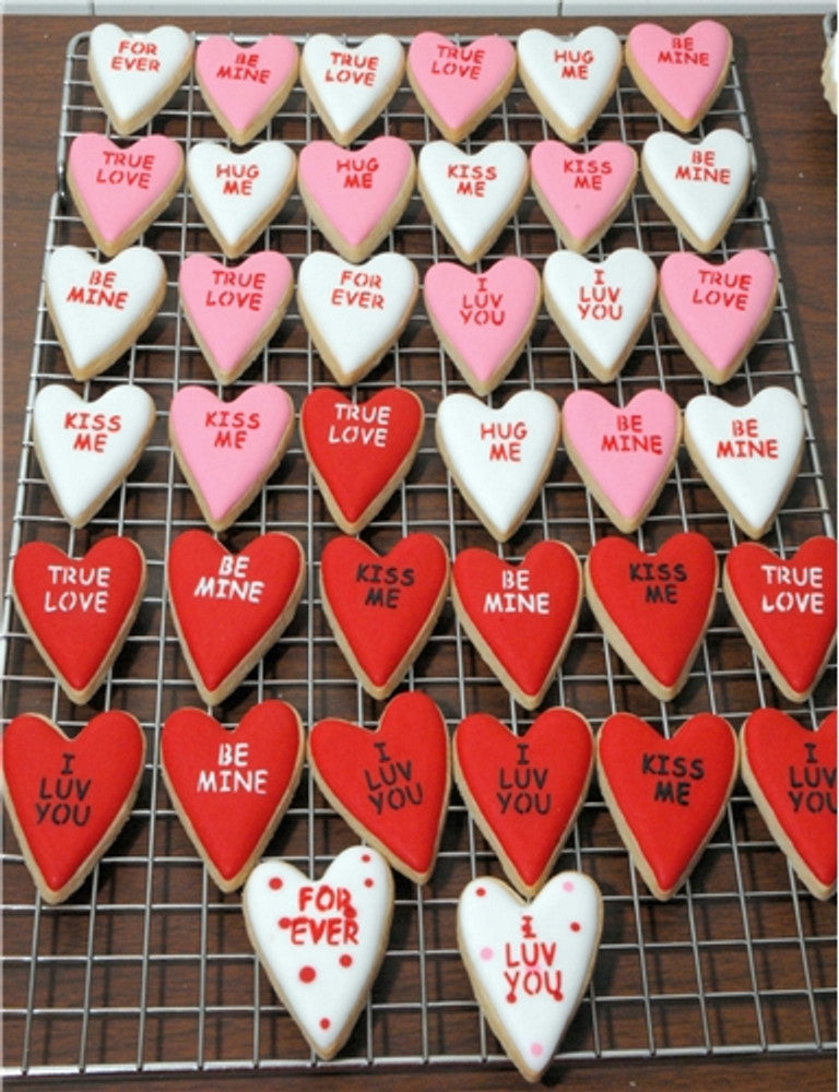 40pcs Conversation Hearts Cookie Stencils or Letter Happy Valentines Day  Stencils for Cookies, Baking Decor with Heart Love Phrase Sign Crafts