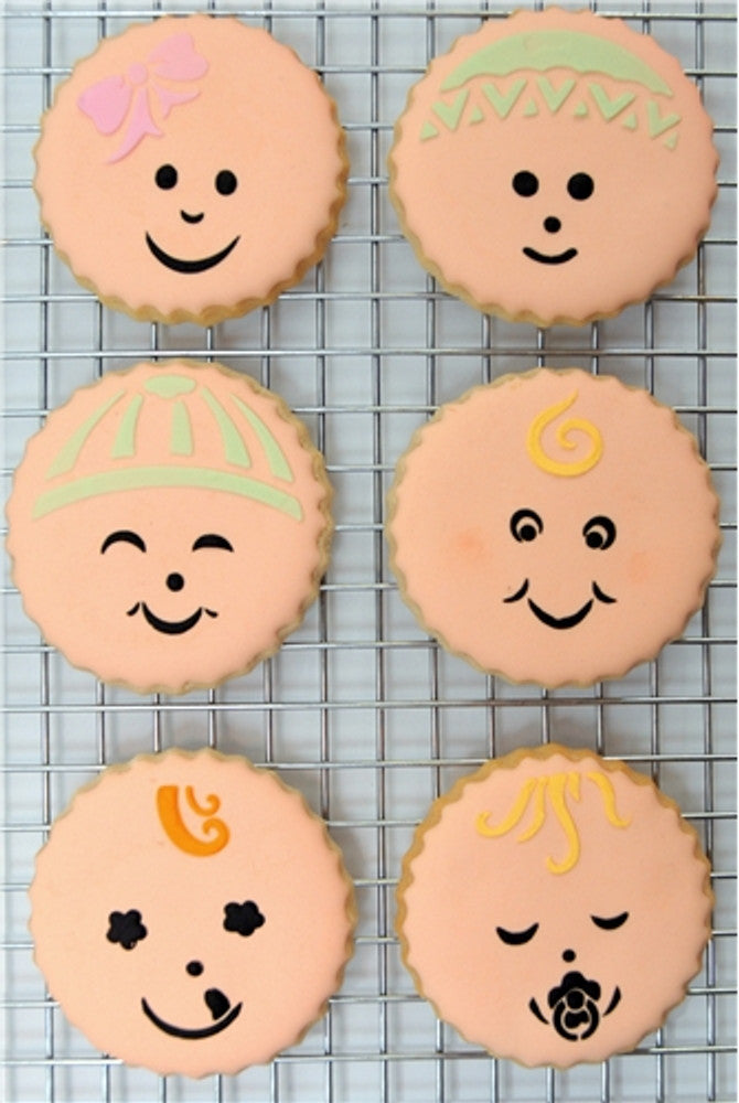 Baby Faces Round Cookie Stencil Sets by Designer Stencils Cookies