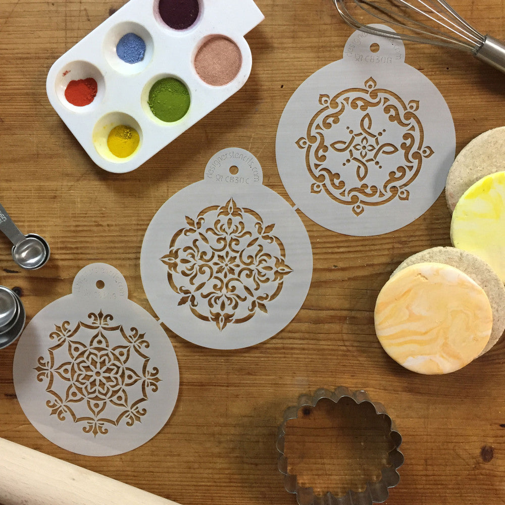 Venetian Prints Round Cookie Stencil Set by Designer Stencils