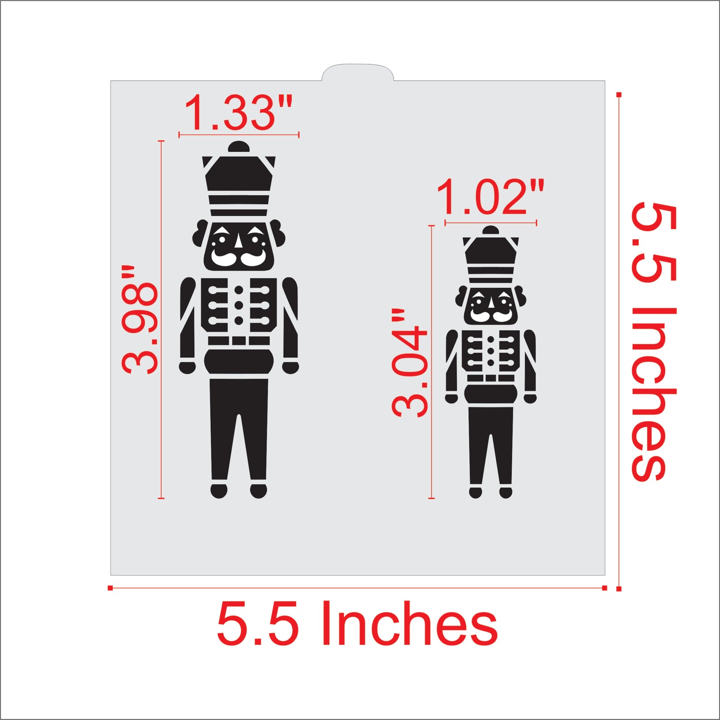 Nutcrackers Cookie Stencil Measurements