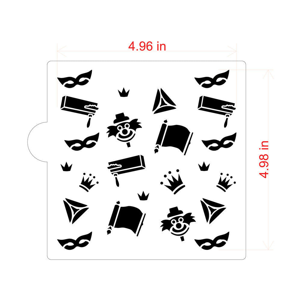 Purim Cookie Stencil by Designer Stencils Dimensions