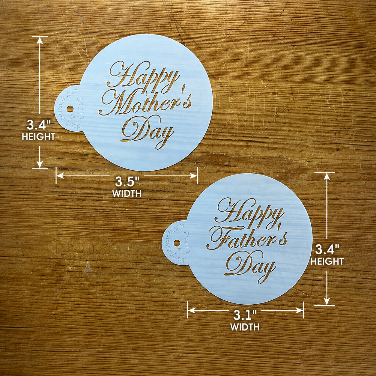 Script Happy Mother's and Father's Day Cake Stencil Set by Designer Stencils