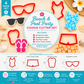Summer cookie cutter set with swimsuit, swim trunks, flip flop, and sunglasses cookie cutters