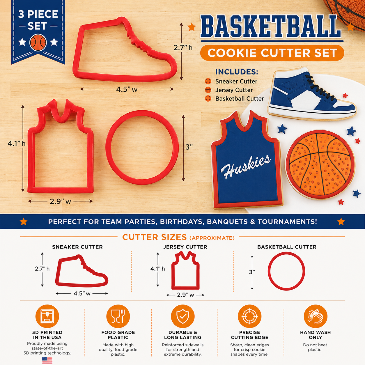 Basketball Cookie Cutter Set