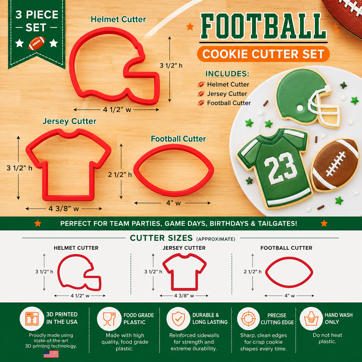 Highlights for the Football Cookie Cutter set