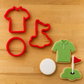 Golf Cookie Cutter Set and golf-shaped cookies that have been iced.