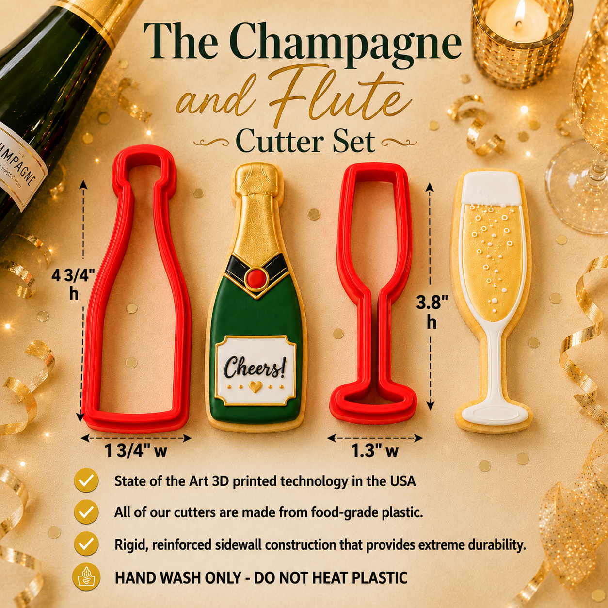 Highlights for the Champagne and Flute Cookie Cutter Set