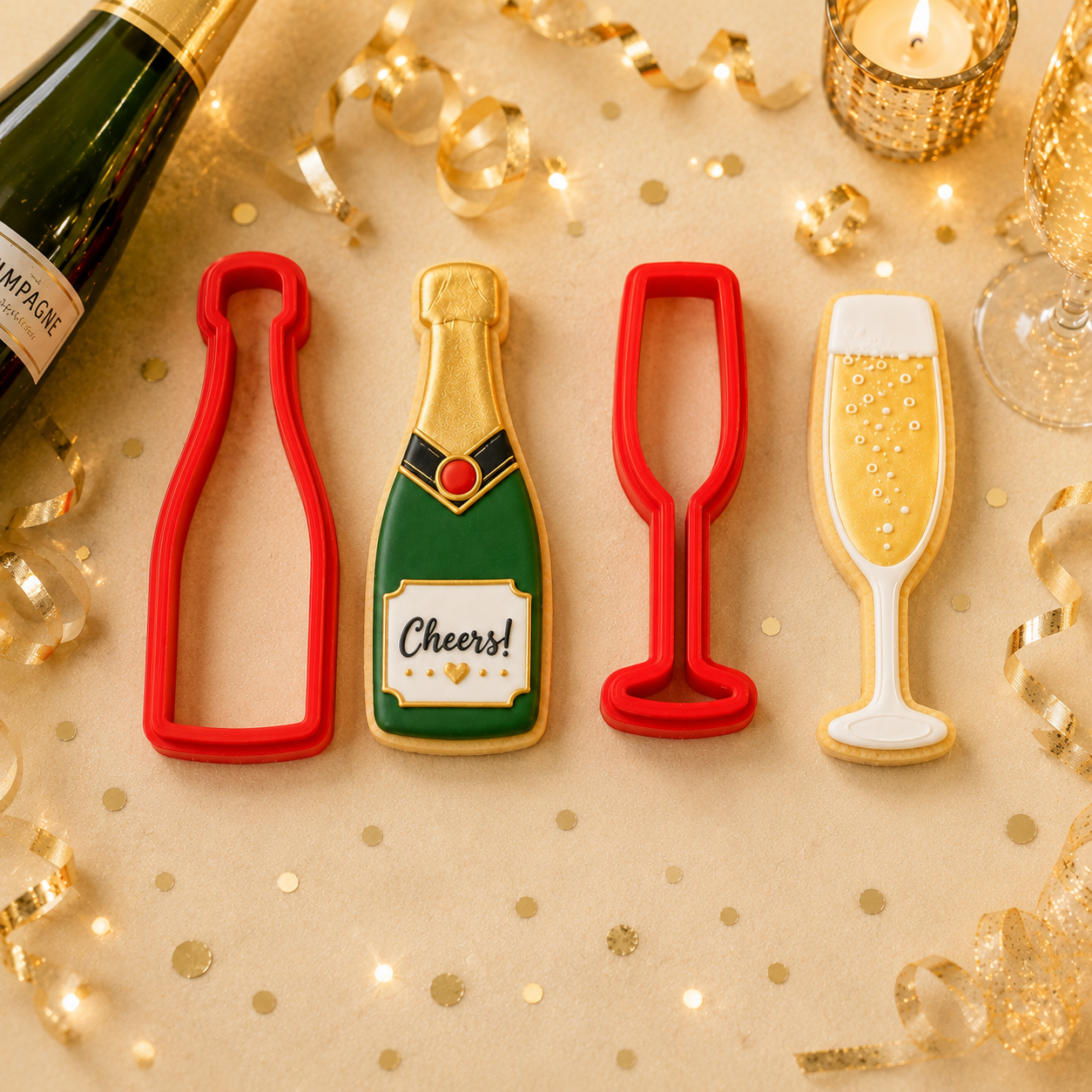 Champagne Bottle and Flute Cookie Cutter Set
