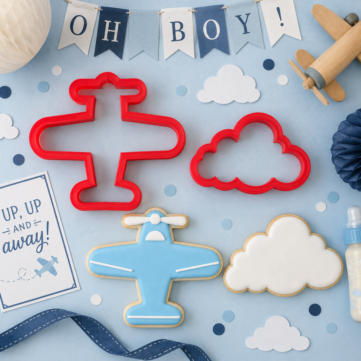 Prop Plane & Cloud Cookie Cutter Set
