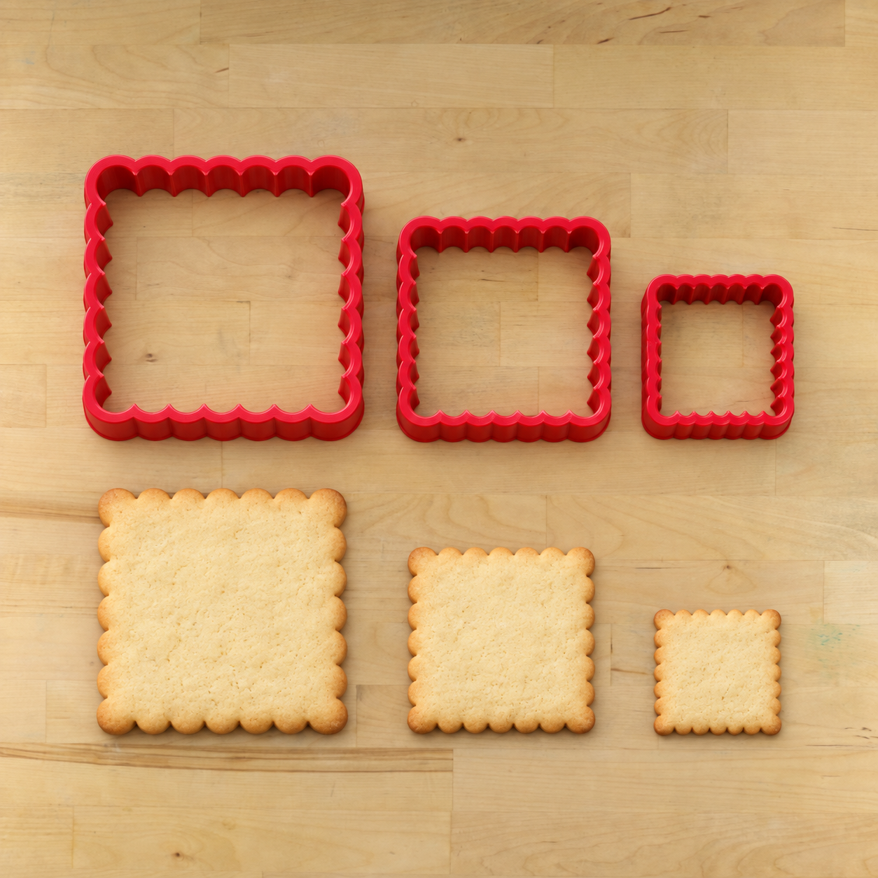 Nested Scalloped Edge Square Cookie Cutter Set