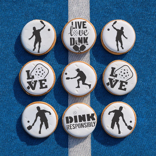 Men's Pickleball Cookie Stencil Bundle