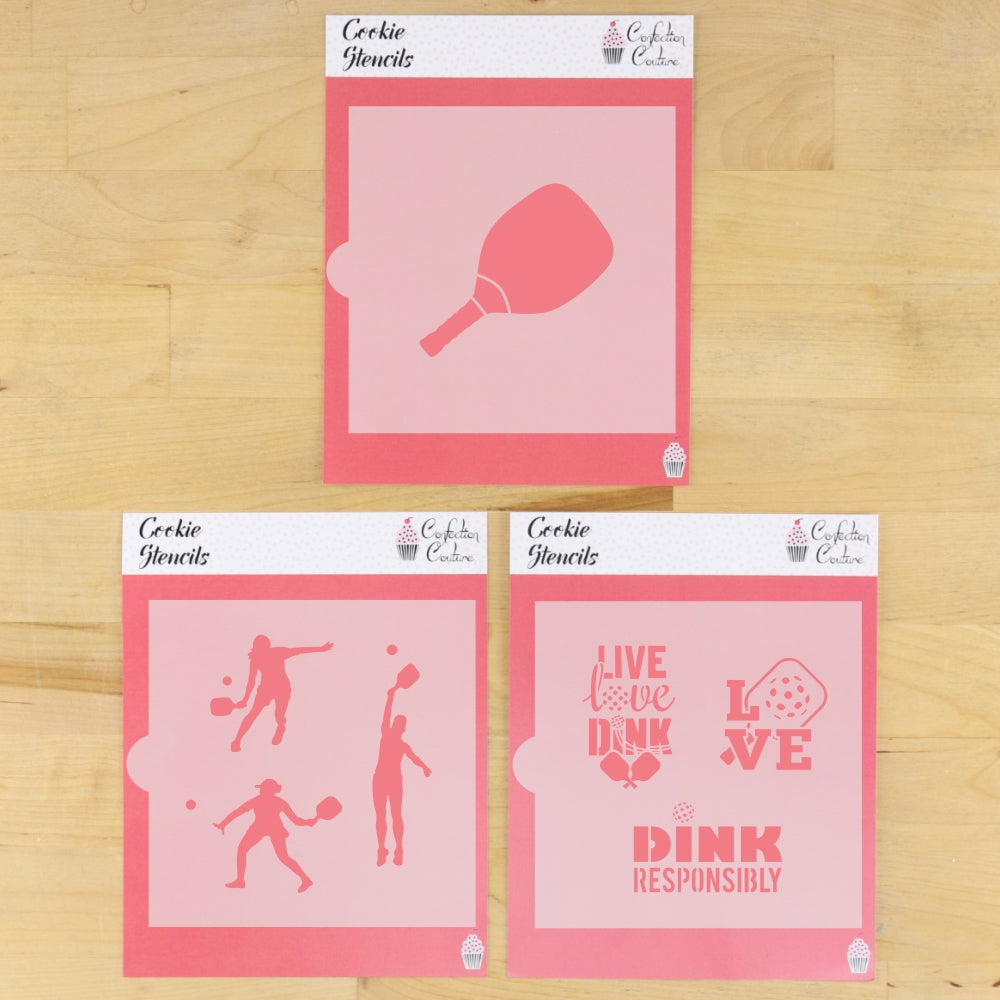 Women's Pickleball Cookie Stencil Bundle