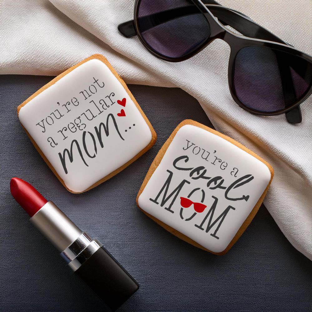 Mother's Day Cookies Using the Cool Mom Cookie Stencil Bundle