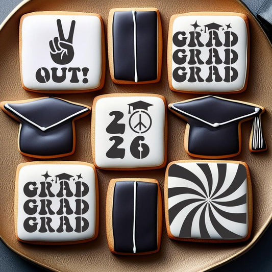 Peace Out Graduation Cookie Stencil Value Bundle