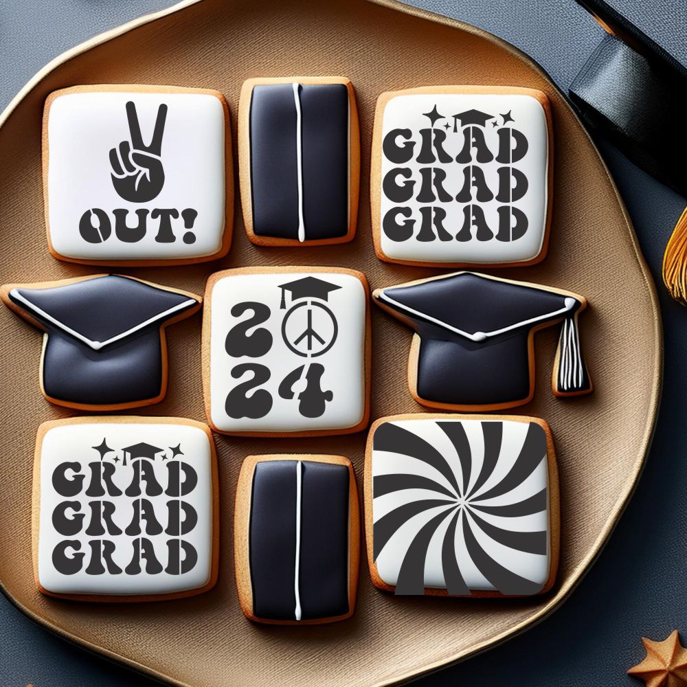 Peace Out Graduation Cookie Stencil Value Bundle