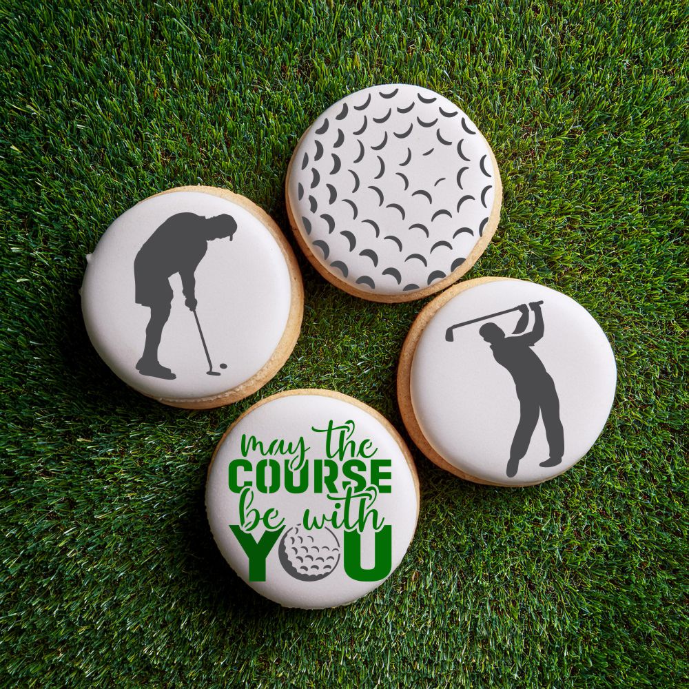 cookie stencil set for decorating golf themed cookies for father's day and dad's birthday.