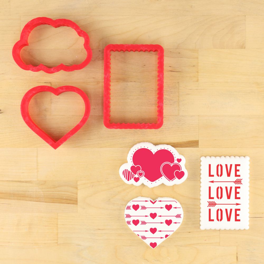 Valentine Arrows Cookie Stencil and Valentine Cookie Cutters