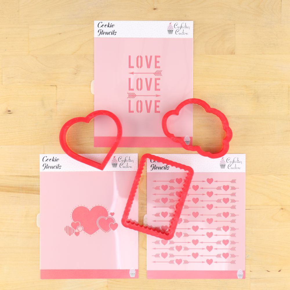 Valentine Arrows Cookie Stencil and Valentine Cookie Cutters