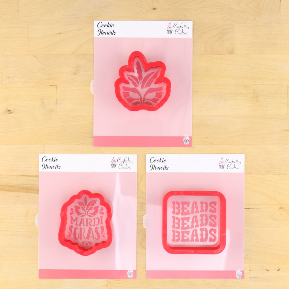 Mardi Gras Cookie Stencil Bundle with Matching Cookie Cutters