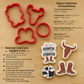 Dimensions and product details for the Cowboy Birthday Party Cookie Stencil and Cutter set.