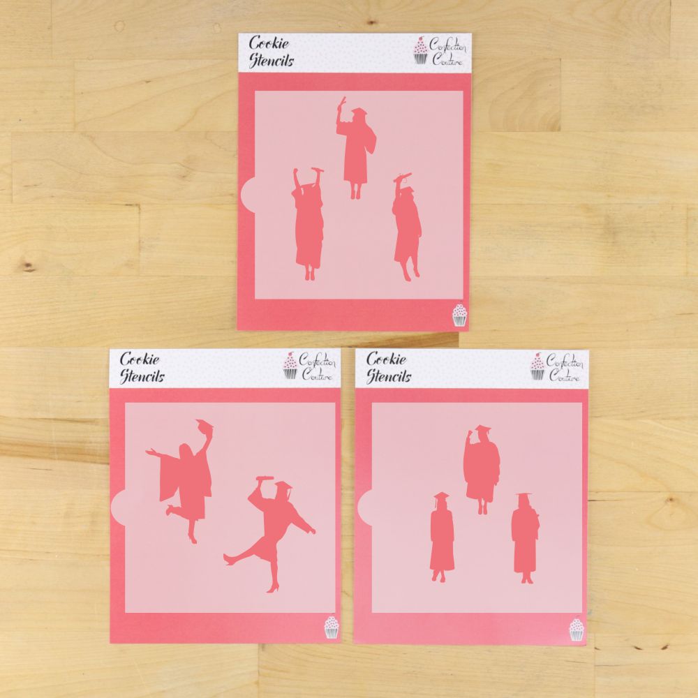 Female Graduate Silhouettes Cookie Stencils 3 Piece Set