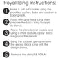 Royal icing instructions for decorating cookies with stencils on a white background