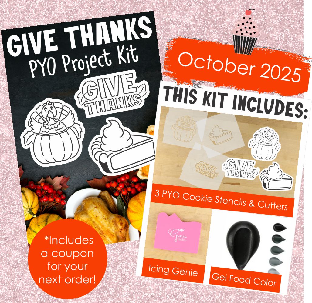 Give Thanks PYO Project Kit with cookie stencils and cutters on a decorative background