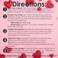 Valentine's Day cookie decorating instructions with heart designs on a pink background