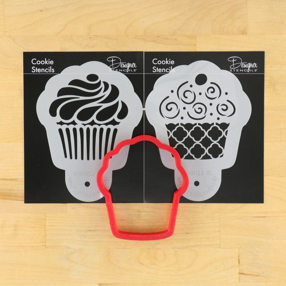 Cupcake Cookie Stencil and Cutter Set by Designer Stencils