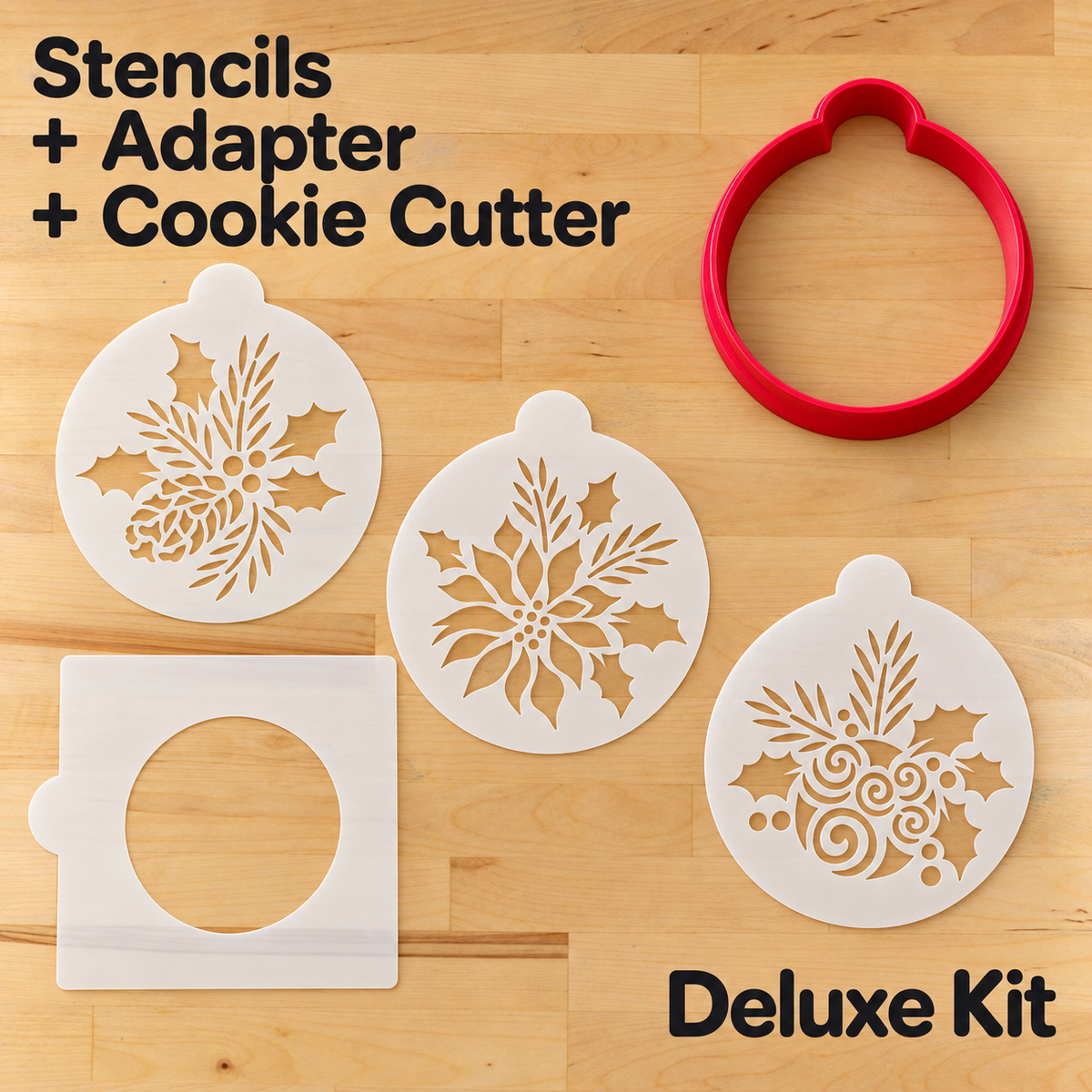 Forever Green Ornaments Round Cookie Stencil Set by Designer Stencils