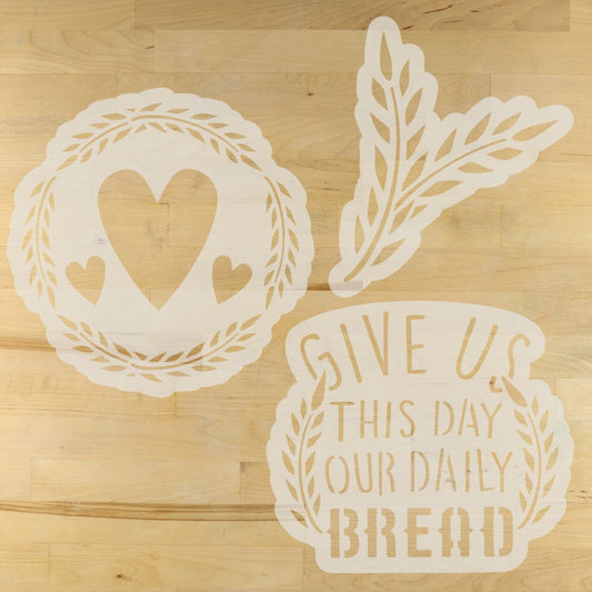 Give Us This Day Bread Stencil Set on a wooden background
