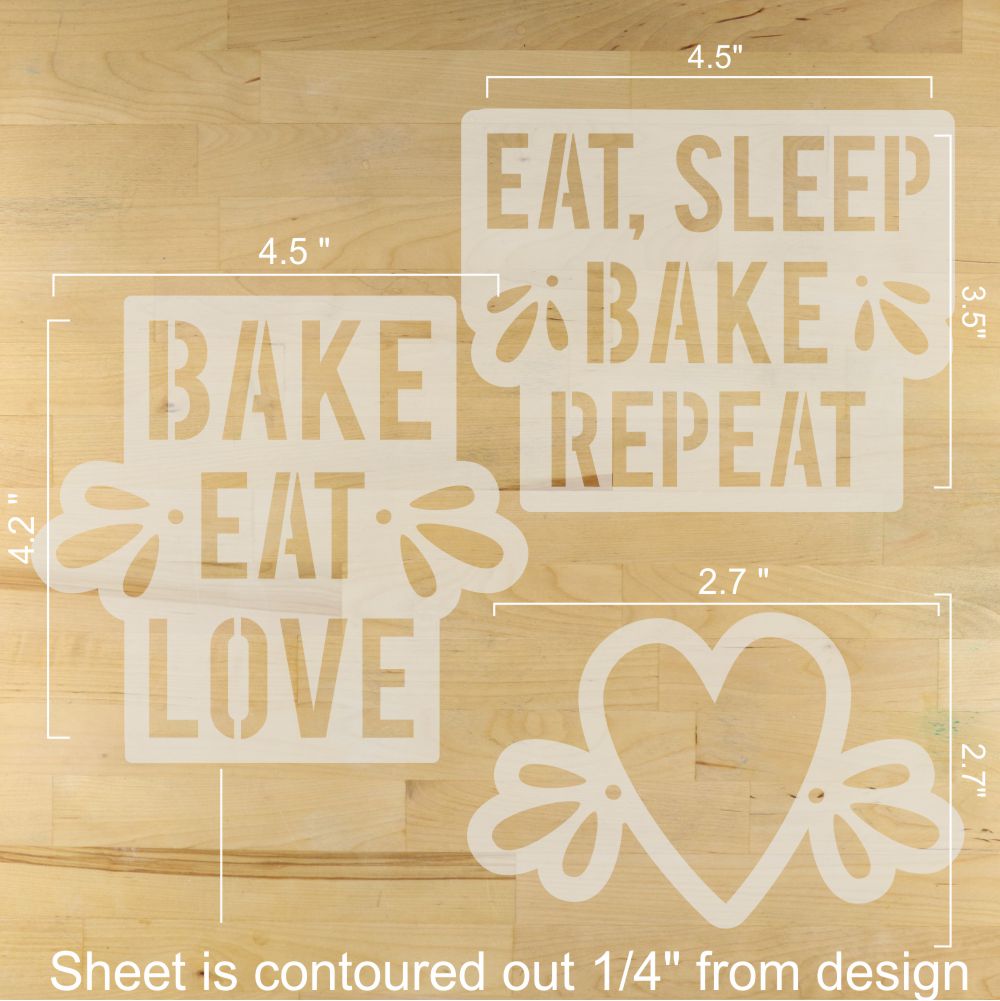 Bake Eat Love Bread Stencil Set