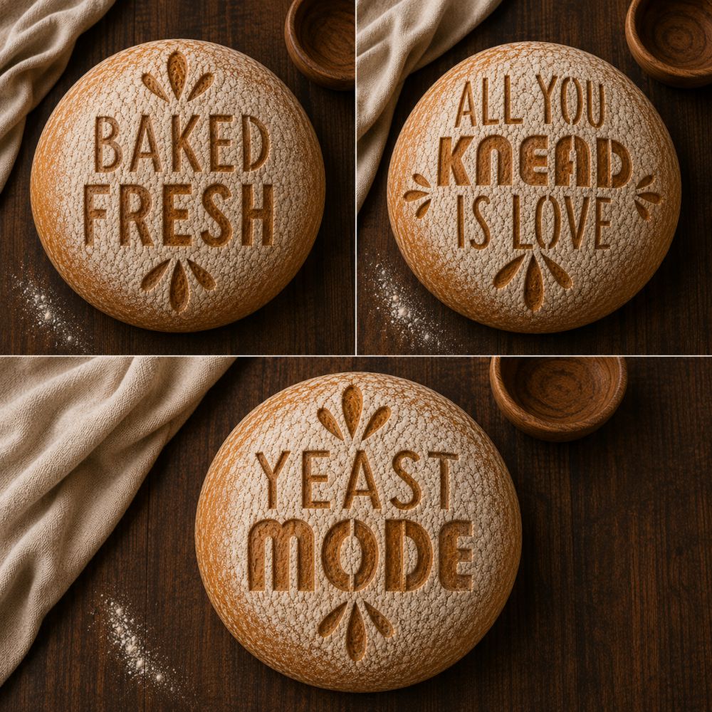 Flour dusted sourdough loaf using Yeast Mode bread stencils