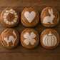 Flour dusted sourdough loaf using seasonal bread stencils