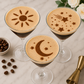 Espresso martinis decorated with Sun Moon and Stars Cocktail Stencils