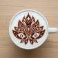 Lotus Flower design applied to coffee with cocoa powder