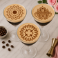 Mandala designs applied to the top of espresso martinis using mandala cocktail stencils