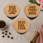 Espresso martinis with messages stenciled onto the top like Best Dad Ever, Dad you Rock