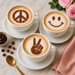 Hippie Barista Stencils stenciled onto the tops of lattes