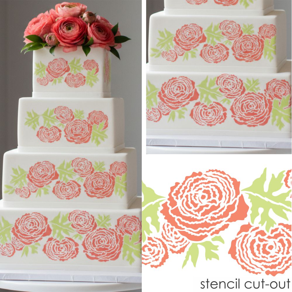 Ranunculus Cake Side Stencil