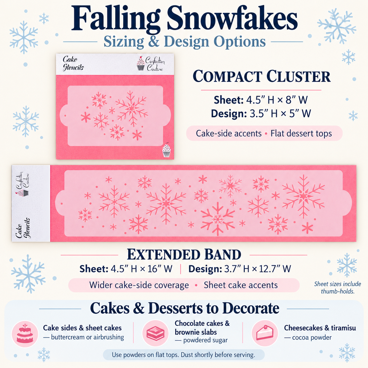 Falling Snowflakes Cake Side Stencil