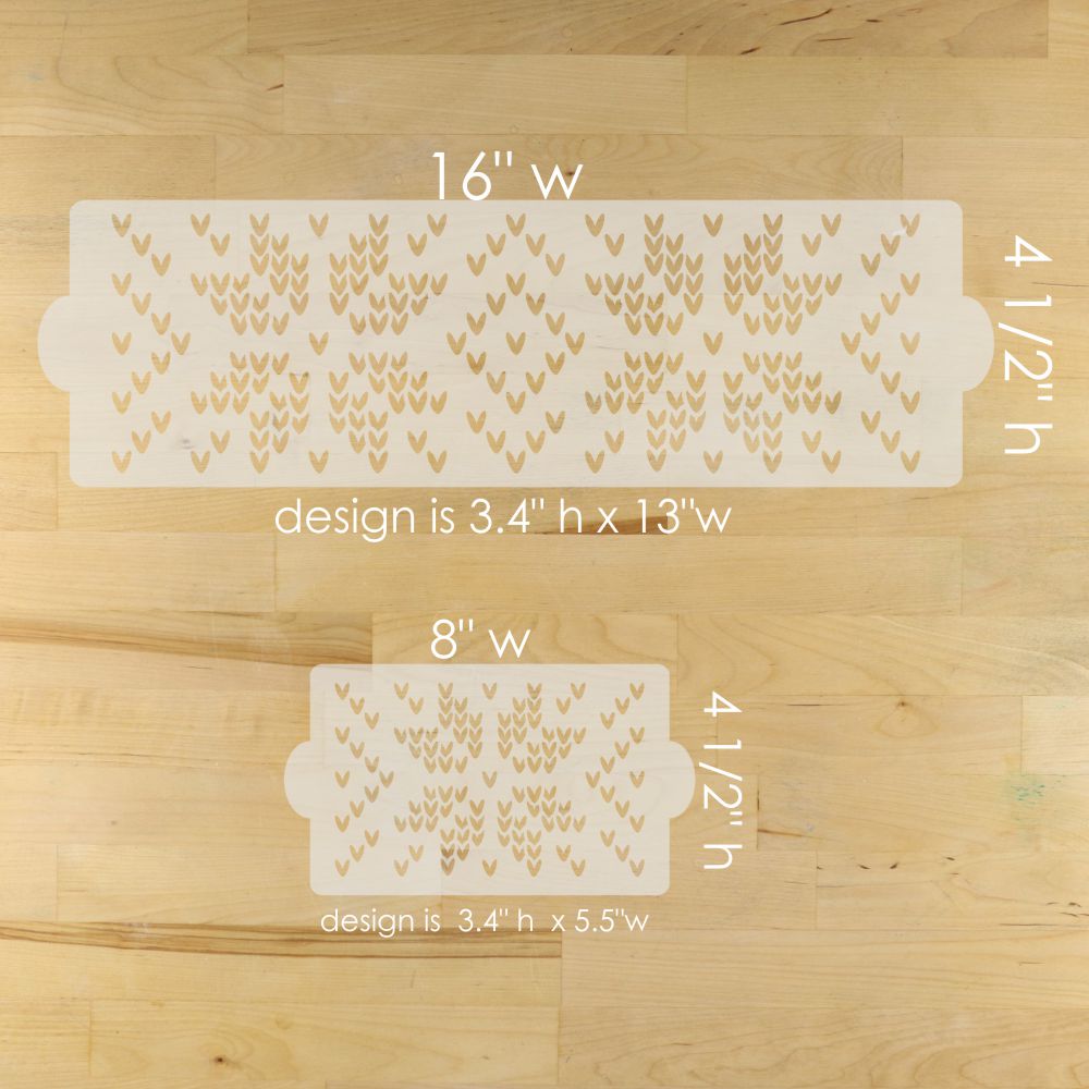 Snowflake Sweater Cake Stencil dimensions