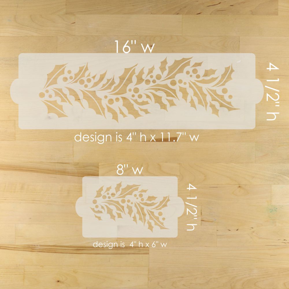 Holly cake stencil dimensions