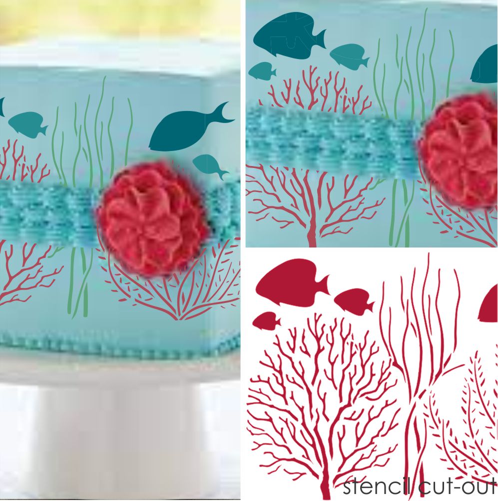 Under the Sea Cake Side Stencil