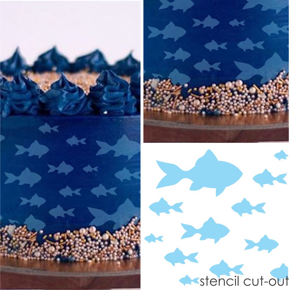 School of Fish Cake Side Stencil