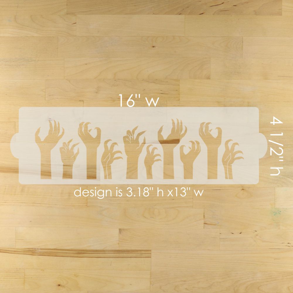 Zombie Hands cake stencil dimensions