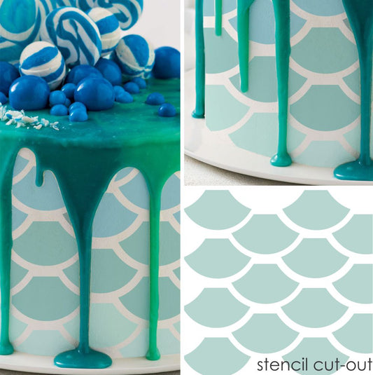 Mermaid Scales Cake Side Stencil