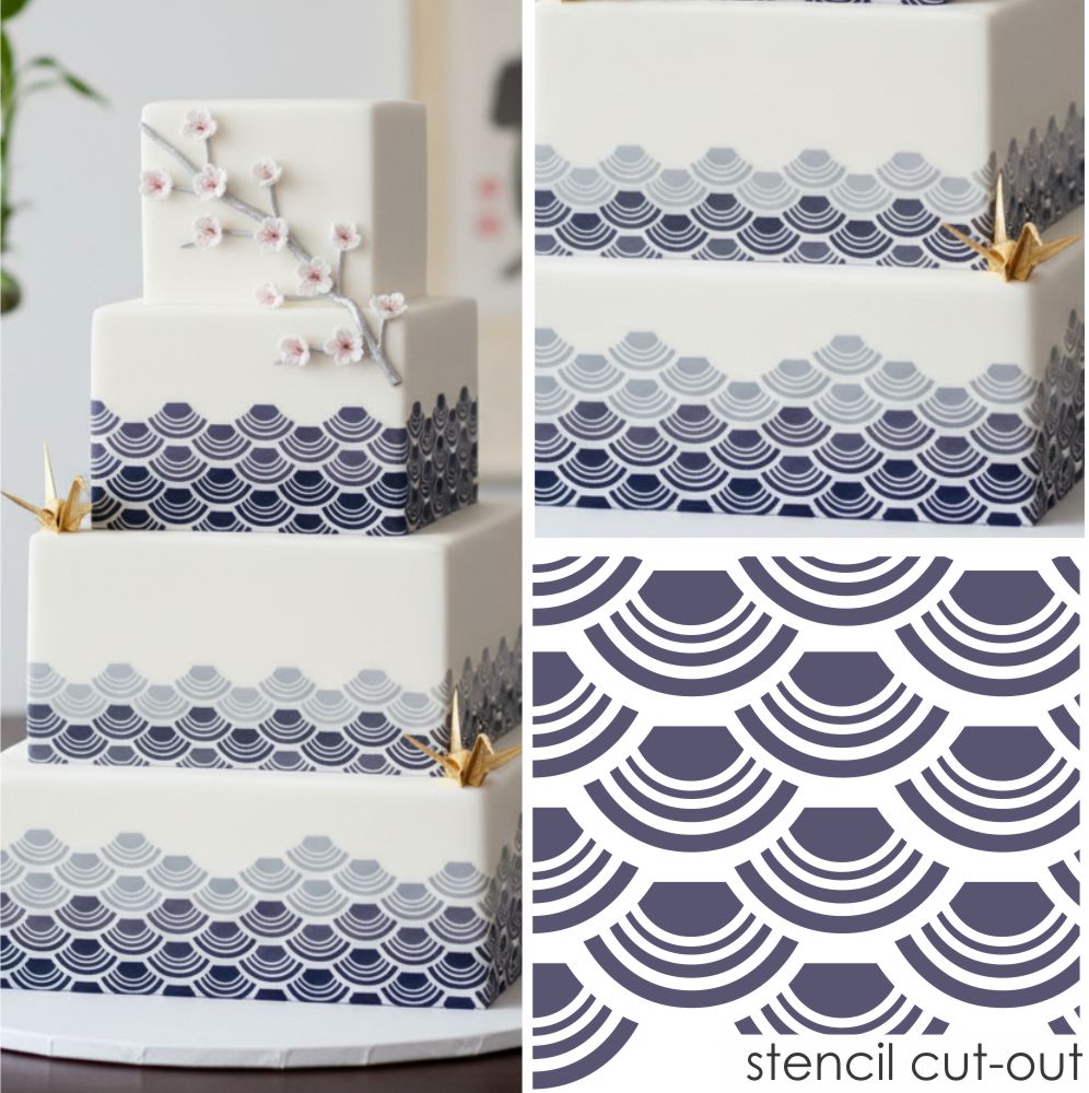 Japanese Wave Cake Side Stencil